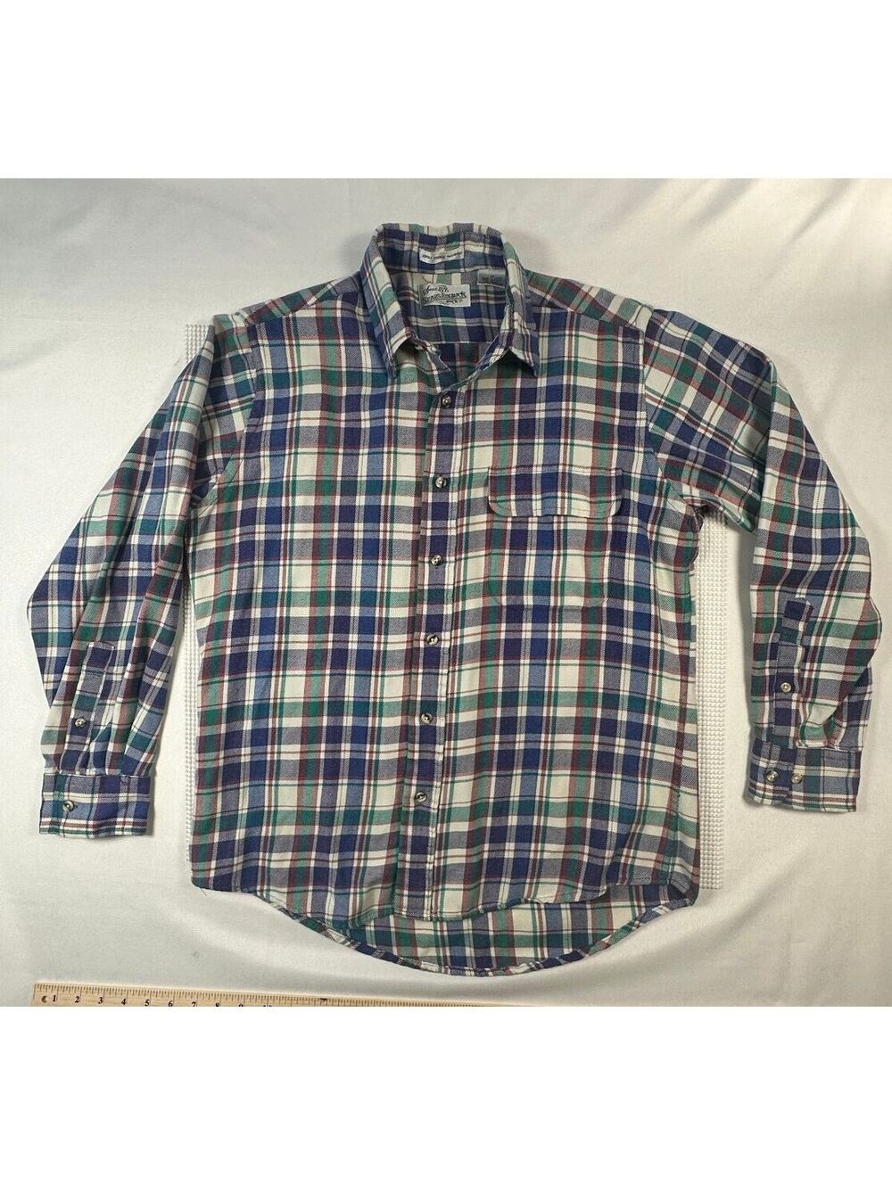 Vintage Sears Roebuck Plaid Flannel Shirt Mens Med 80s (184)